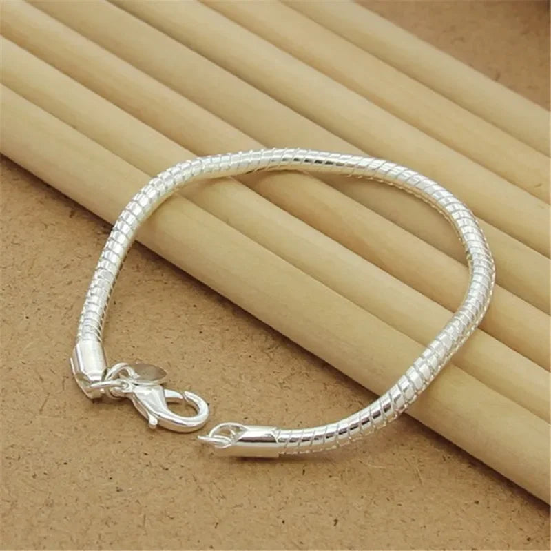 Fine 925 Sterling Silver Noble Nice Chain Solid Bracelet for Women Men Charms Party Gift Wedding Fashion Jewelry Hot Model.