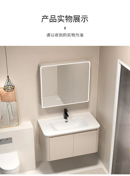 Moderner intelligenter Badezimmerschrank, Wabenstruktur, Aluminium, WC, Waschbecken, Schrank, Kombination, integriertes Keramikwaschbecken, Waschtisch