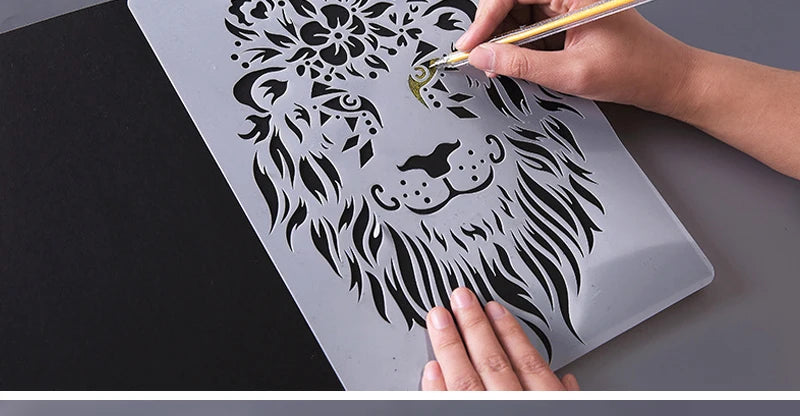 Scratch Art Paper Set 10 Sheets 5 Stencil Templates World Landmarks Animal DIY Kit Creative Painting Craft Magic Toy Kids Gift.