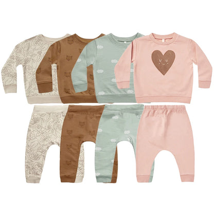 Baby Clothes Set Cartoon Print Soft Cotton Hoodies Tops And Pants 2 Pcs Newborn Girls Boys Sweatshirt Suit Baby Clothing.