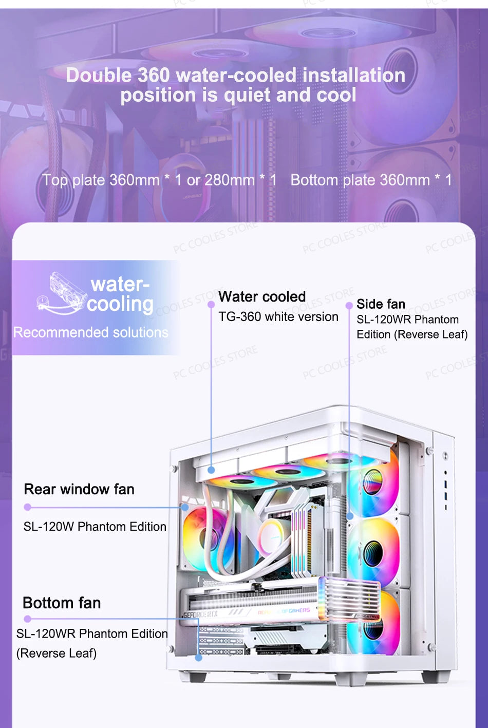 JONSBO TK-3 Desktop Chassis Curved Sea View Room Side Transparent ATX E-sports Case Double 360 Water Cooler Type-c Interface.