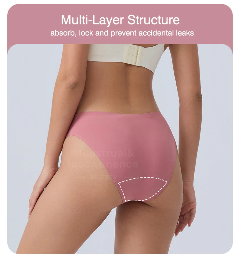 Seamless Menstrual Period Panties 4- Layer Leakproof Protection Women Period Panties Heavy Absorbency Breathable Reusable.