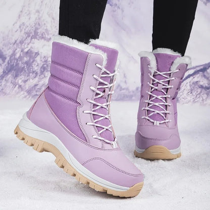 Women's Boots Super Warm Fur Botas Mujer 2025 Snow Boots Low Heels Winter Shoes Woman Black Rubber Winter Boots Women Footwear.