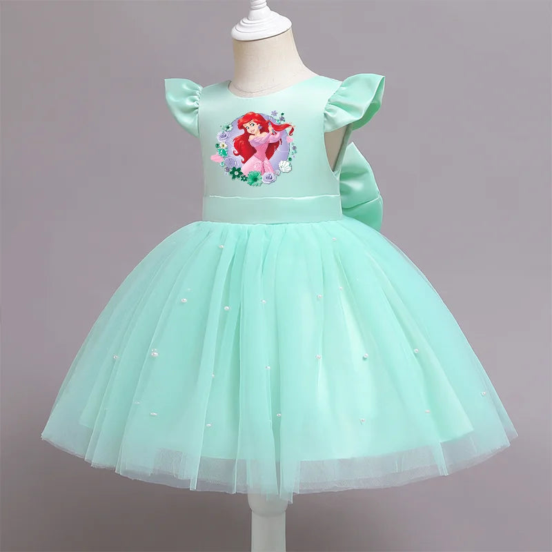Die kleine Meerjungfrau elegante Prinzessin Spitze Kleid Kinder kleider für Mädchen Vintage Kinder Geburtstags feier Kleider Weihnachts kleidung.