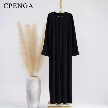 2023 Autumn Winter Knitted Dress Muslim Women Abaya Female Arabic Turkey Modest Dresses New Warm Long Robe Islam Clothing