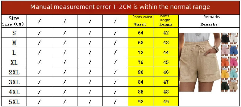 Women's High-waisted Loose-fit Solid Color Casual Shorts Pocket Bell Bottoms.