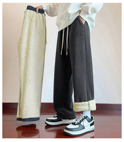 M-7XL Large Size Men's Down Pants Winter 2024 New Thick Lamb Down Casual Low-waist Cotton Pants Oversized Warm Straight Joggers.