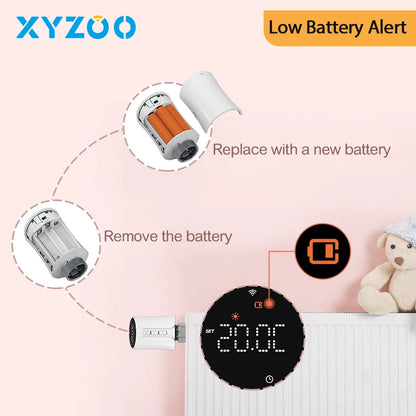 Smart Tuya WiFi/Zigbee TRV Thermostatic Head Radiator Valve Actuator Home Remote Temperature Controller Alexa Google Home Alice.