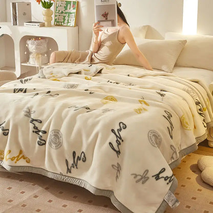 Red Rose Pattern Plush Blanket Upgraded Thickened Cold Resistant Quilt Multi Purpose Machine Wash Skin Friendly Bedding Sheet