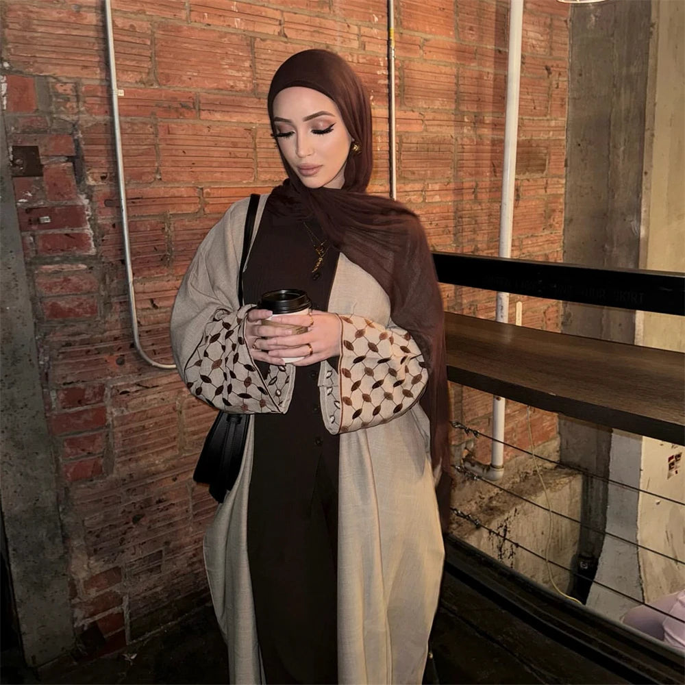 Open Muslim Kimono Abaya Dubai Elegant Kaftan Modest Dress Abayas For Women Islam Caftan Marocain Robe Arabe Femme Musulmane.