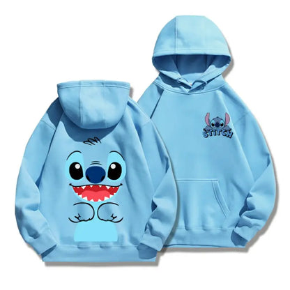 Stitch Hoodie Disney Autumn and Winter Cartoon Anime Long Sleeved Loose Fitting Clothes Couple Outfit Jacket.