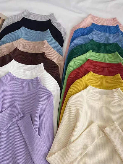 Weiche Rollkragen Frauen Herbst Winter Pullover Pullover Grundlegende Beiläufige Dünne Stretch Weiche Rippen Gestrickte Top Frau Pullover 2026.