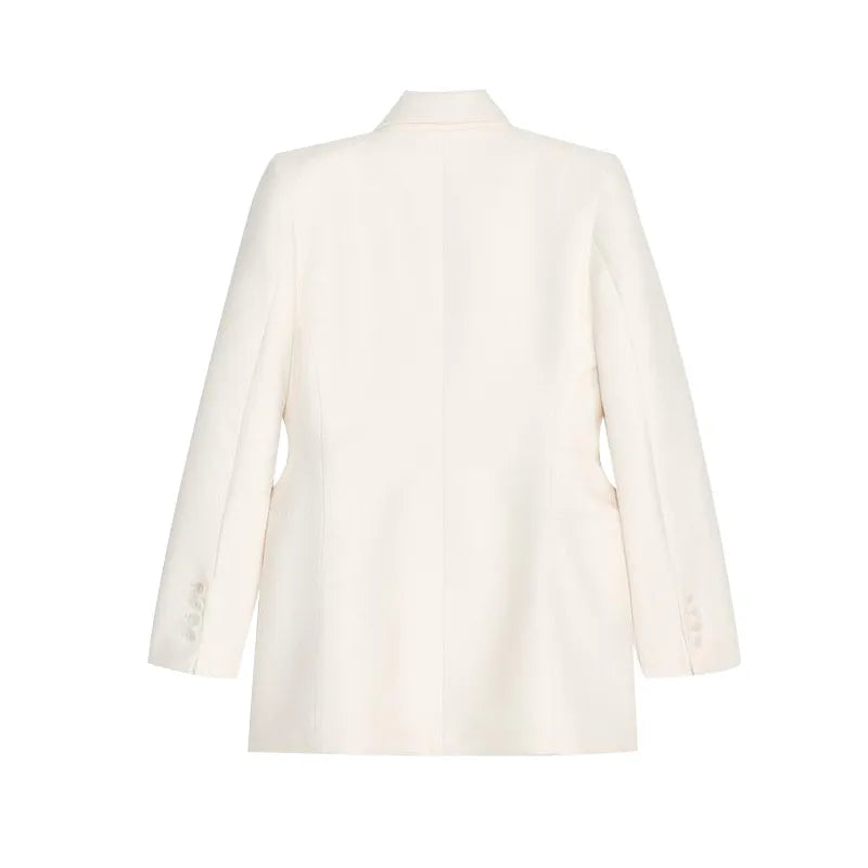 Elegante Zweireiher Blazer Mantel Frauen Schlank Revers Schulter Pads Langarm Jacke 2025, Herbst Büro Dame Pendeln Outer.