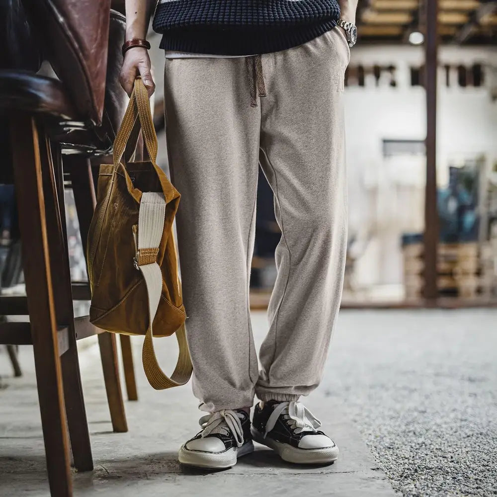 Maden Men's Men's Jogger Pants Embroidered Straight-Leg Sweatpants Elastic Waist Cuffed Casual Training Trousers for Fall Winter