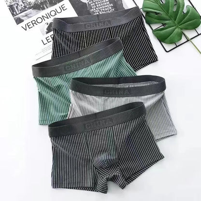 4Pcs Boxer Shorts männer Unterwäsche Sexy Höschen Baumwolle Boxer Gestreiften Unterhose Männlichen Shorts U Konvexen Dessous Plus Größe 2XL-6XL