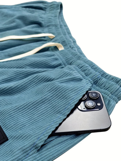 Neue Frühlings- und Herbst-Cord-Freizeithose für Herren, einfarbig mit Kordelzugtaschen, atmungsaktiv und bequem, geeignet für.