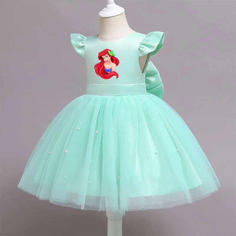 Die kleine Meerjungfrau elegante Prinzessin Spitze Kleid Kinder kleider für Mädchen Vintage Kinder Geburtstags feier Kleider Weihnachts kleidung