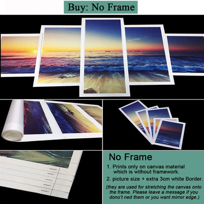 Nature 5 Pieces Canvas Art Wall Decor Painting Abstract Red Tree Sunset Picture Modular Home Decoration Poster Print Photo Frame.