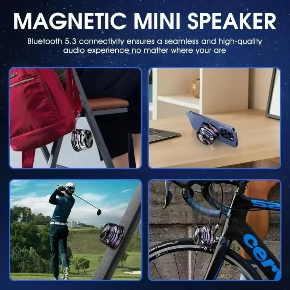 Mini Magnetic Bluetooth Speaker Portable Phone Holder RGB Lighting Speaker BT5.3 Mini Sound Box 7 Hours Playback Easy to carry.