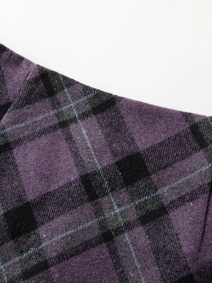 FSLE Autumn Party Skirt High Waist Retro Plaid Knit WoolShort Skirt For Women 2025 Fall Winter New Arrival Y2K Mini A-line Skirt