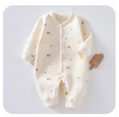AYNIGIELL Baby Warm Overall Herbst und Winter Baby Baumwolle Kleidung Neugeborenen Pyjamas Niedlichen Muster Gedruckt Baby Overall.