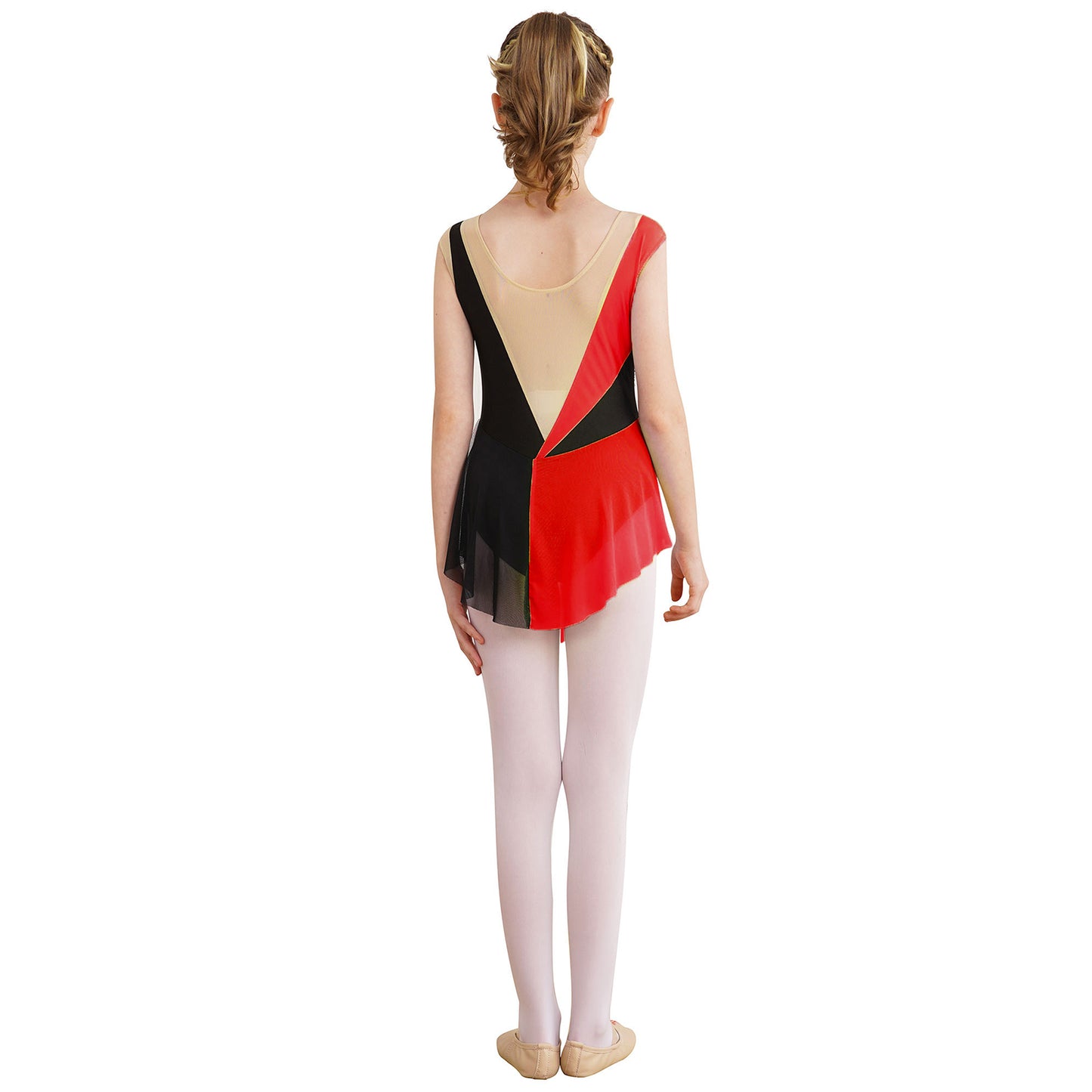 6-16Y Mädchen Ärmelloses Eiskunstlauf Trikot Kleid Ballett Rhythmische Gymnastik Lyrical Dance Body Bühne Leistung Dancewear