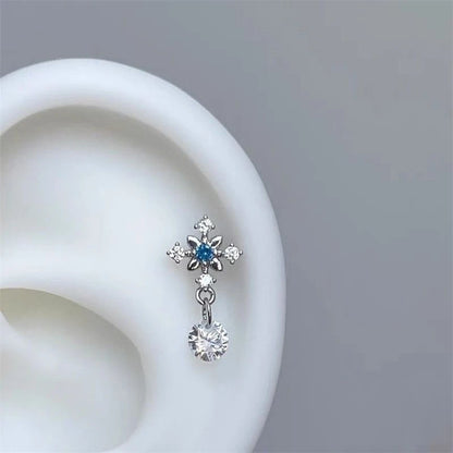 1pcs Quality Shiny Cross Zircon 316L Stainless Steel Ear Bone Nail Y2K Style Silver Color Earring for Women Cochlear Accessories