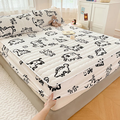 Quilted Mattress Cover For Kids Single/Double Size Rabbit Printing cubre colchón 200X220cm Anti-Mite 매트리스커버 Queen/King Size 매트리스