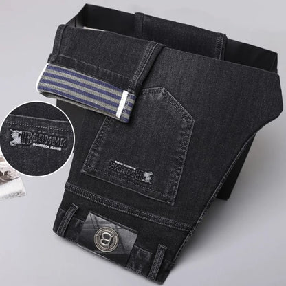 2025 New Stretch Jeans Men's Regular Classic Business Slim Trousers Black Blue Straight Male Y2K Brand Clothing Pants Size 29-40.