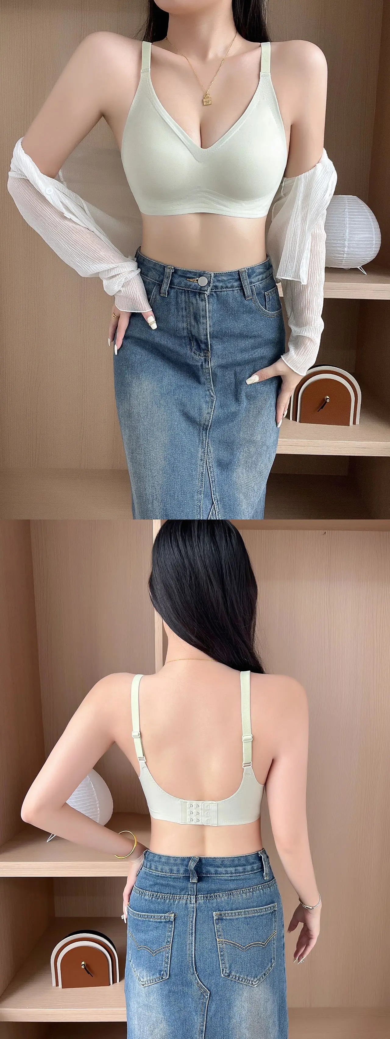 Small breast seamless bra Women's small breast push-up comfortable non-underwire soft support closed breast bra.