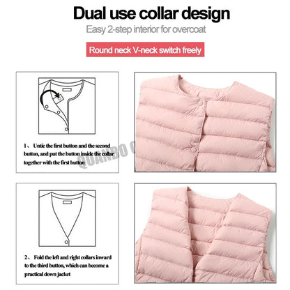 2025 neue Frauen Ärmellose Puffer Jacke Frühling Winter Weibliche 90 % Weiße Ente Unten Ultra Leichte Packbare Warme Daunen Liner weste.