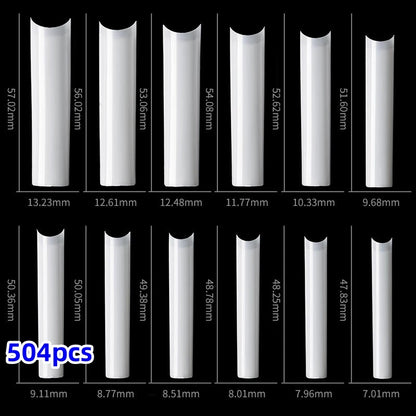 600Pcs Extra Long Hawk Curved Nail Tips Half Cover Eagle Claw Curve False Nails Extension 10 Sizes Bag Packaging for Art Salon *