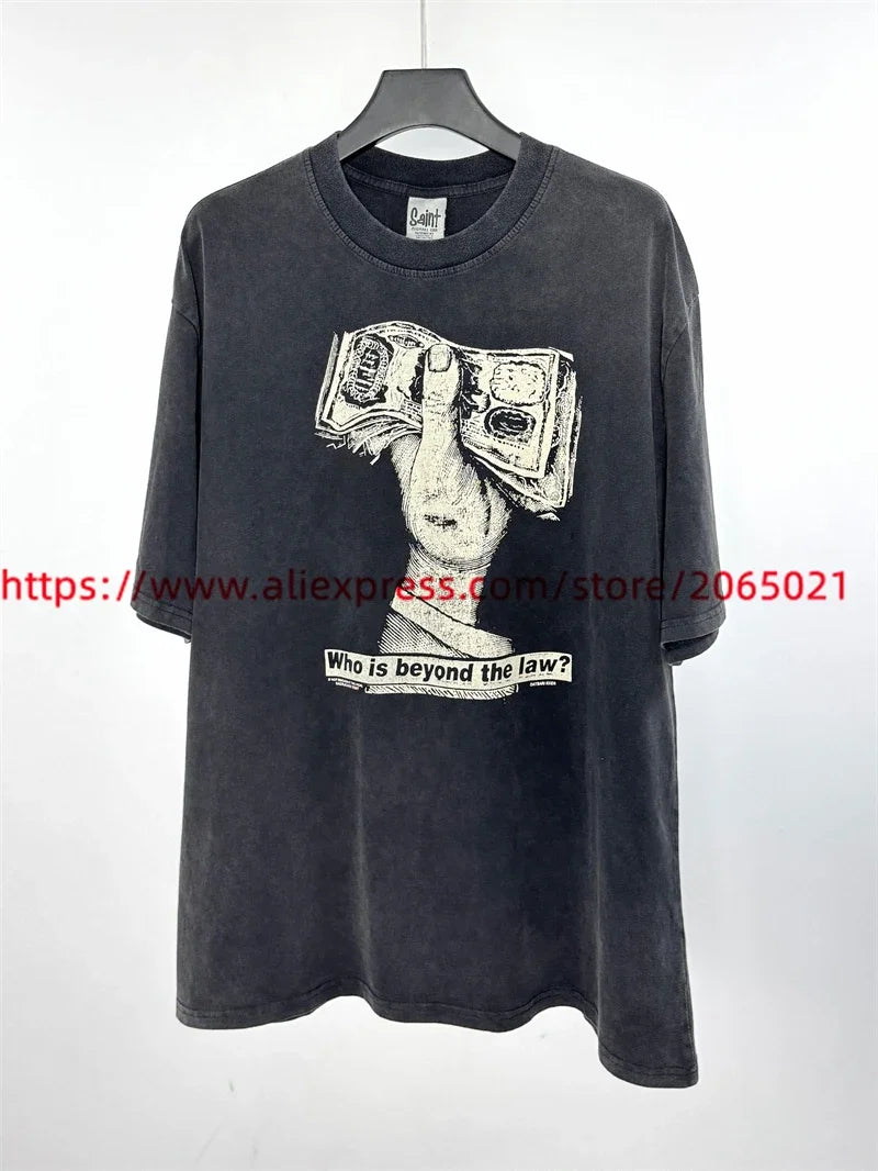 SAINT Vintage NIN Nine-inch Nail T-Shirts Best Quality Vintage Washed T Shirt Tee Tops