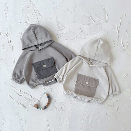 Herbst Neue Baby Minimalistischen Hoodie Lange Ärmel Große Tasche Klettern Kleidung Baby Neugeborenen Artikel Bodys & Einteiler.