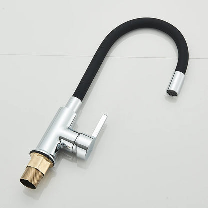 Kitchen Sink Faucet Flexible Water Pipe 360° Rotation Single Handle Deck Mount Cold Hot Water Mixer Water Tap