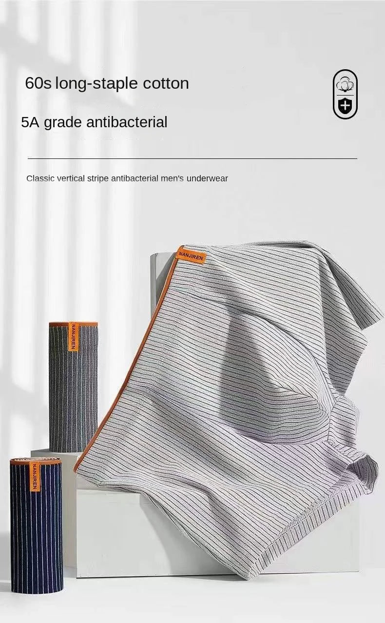 4Pcs Boxer Shorts männer Unterwäsche Sexy Höschen Baumwolle Boxer Gestreiften Unterhose Männlichen Shorts U Konvexen Dessous Plus Größe 2XL-6XL