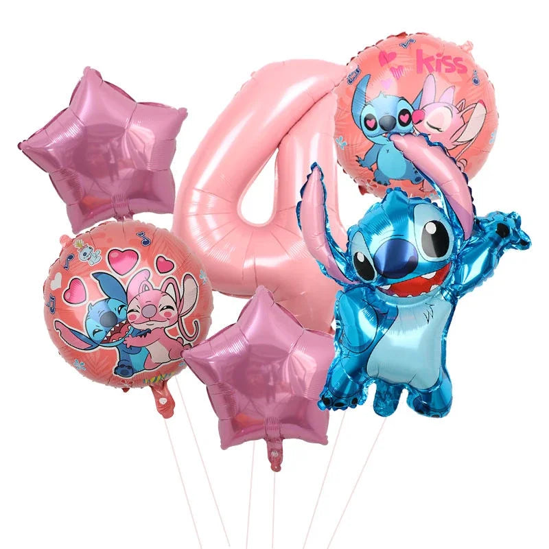 Disney Lilo Stitch Geburtstag Party Dekoration Kinder Stitch Thema Geschirr Set Engel Luftballons Happy Banner Zubehör für Mädchen zugunsten