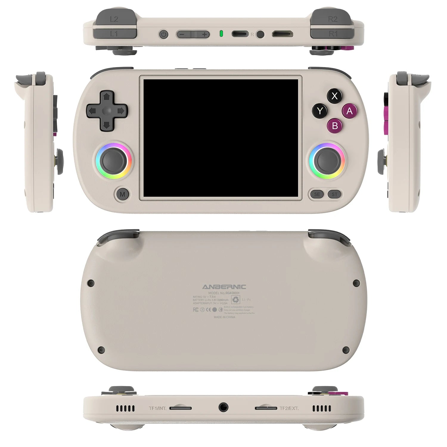 ANBERNIC RG40XX H Handheld Game Console 4.0-in 640*480 IPS Screen 3200mAh 64 Bit System With RGB Light Built in 5K+Games RG40XXH.