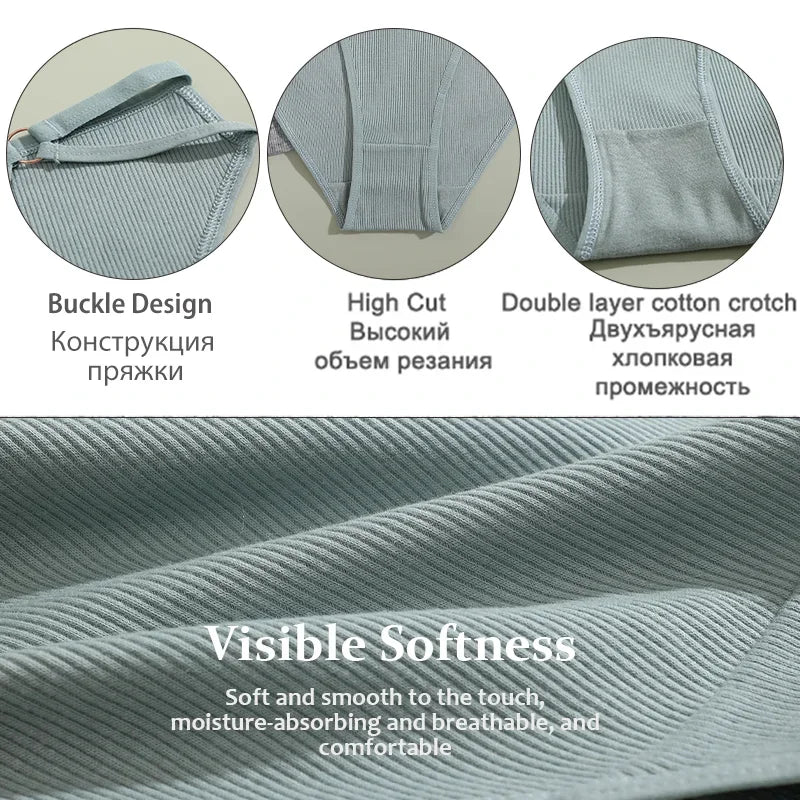 3PCS Women's Panties Sexy Breathable Underwear Comfortable Lingerie Cotton Striped Briefs Fashion Cozy Underpants Sale.