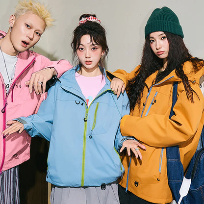 Outdoor Windbreaker Hooded Jacket Men Softshell Zip Up Windproof Waterproof Mountain Skiing Hiking Camping Jacket Autumn Coats.