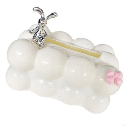 Stylish Rabbit Tissue Holder Paper Dispenser Complements Any Interior Setting 95AA.