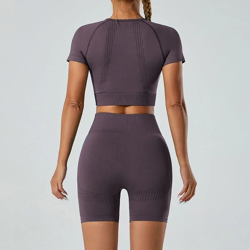 In-stock Women's Yoga Suit Five-piece Set Seamless Fitness Wear For Running Sports Top Leggings From Mainland China