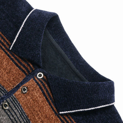 Men's Lapel Knit Pullover Sweater Autumn Winter Thick Warm Tops Casual Polo Collar T-shirt Knitting Polo Sweaters.