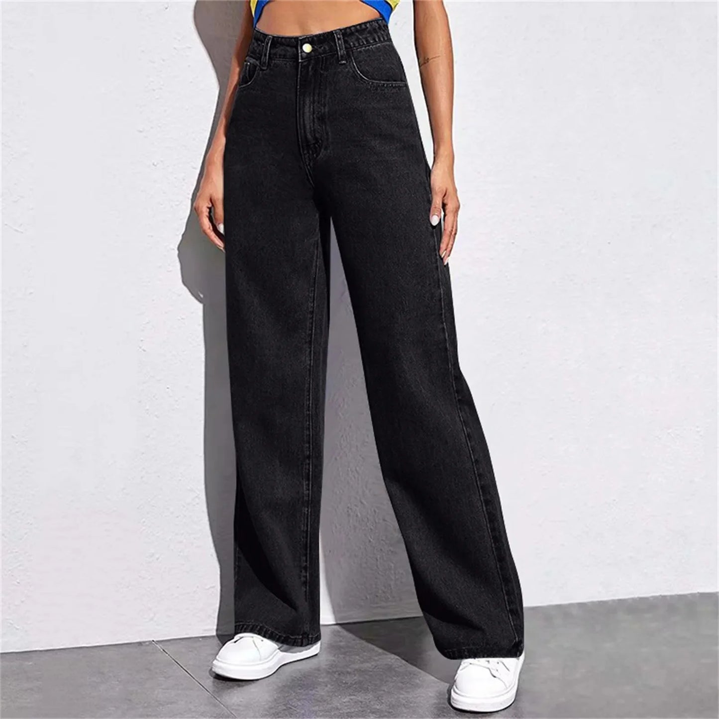 High Waist Wide Leg Jeans Women Summer New Slimming Floor Length Straight Retro American Drapey Loose Fit Casual Trousers.