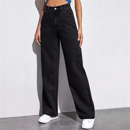 High Waist Wide Leg Jeans Women Summer New Slimming Floor Length Straight Retro American Drapey Loose Fit Casual Trousers.