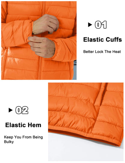 TACVASEN Stand Collar Lightweight Puffer Jackets Mens Quilted Jacket Water Resistant Ripstop Down Insulated Windbreaker Coats