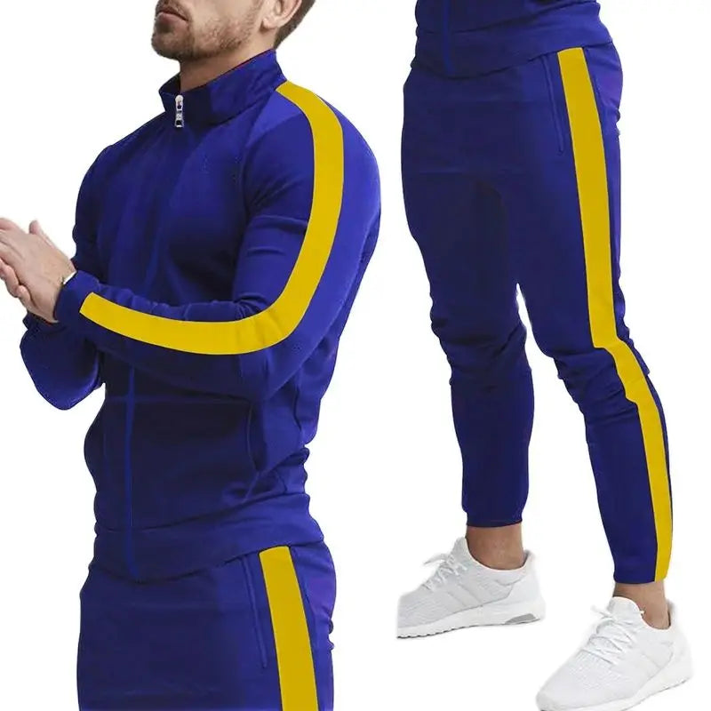 Frühling und Herbst neue Freizeit Herren Sport Set farbige Herren Stehkragen Casual Set trend ige Sport 2-teiliges Set.