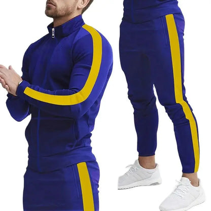 Frühling und Herbst neue Freizeit Herren Sport Set farbige Herren Stehkragen Casual Set trend ige Sport 2-teiliges Set.