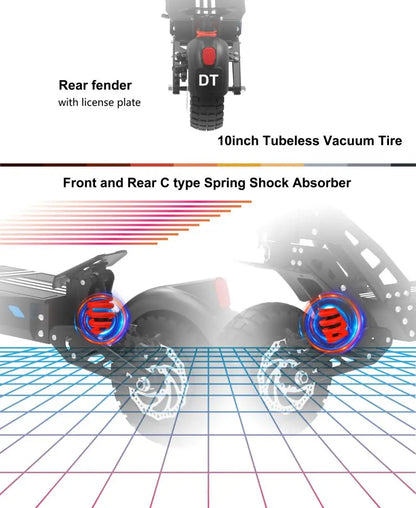 DriveTron DT10 Dual Electric E-Scooter 1400*2W Peak Power 48V20.8AH Battery 10‘’ City Tire Adult Electric Scooter