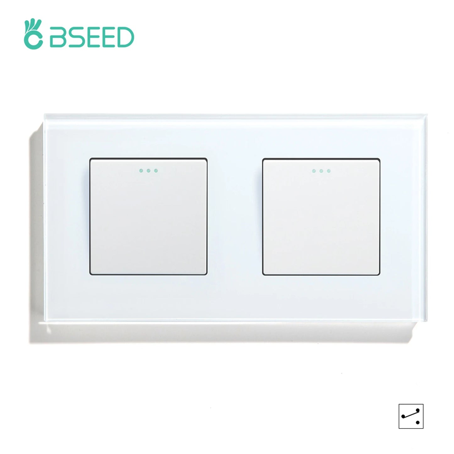 BSEED 1/2/3 Gang Wandschalter 2-Wege-Treppenlichtschalter Plus Typ-C USB-Buchse EU-Standard-Glasscheibe